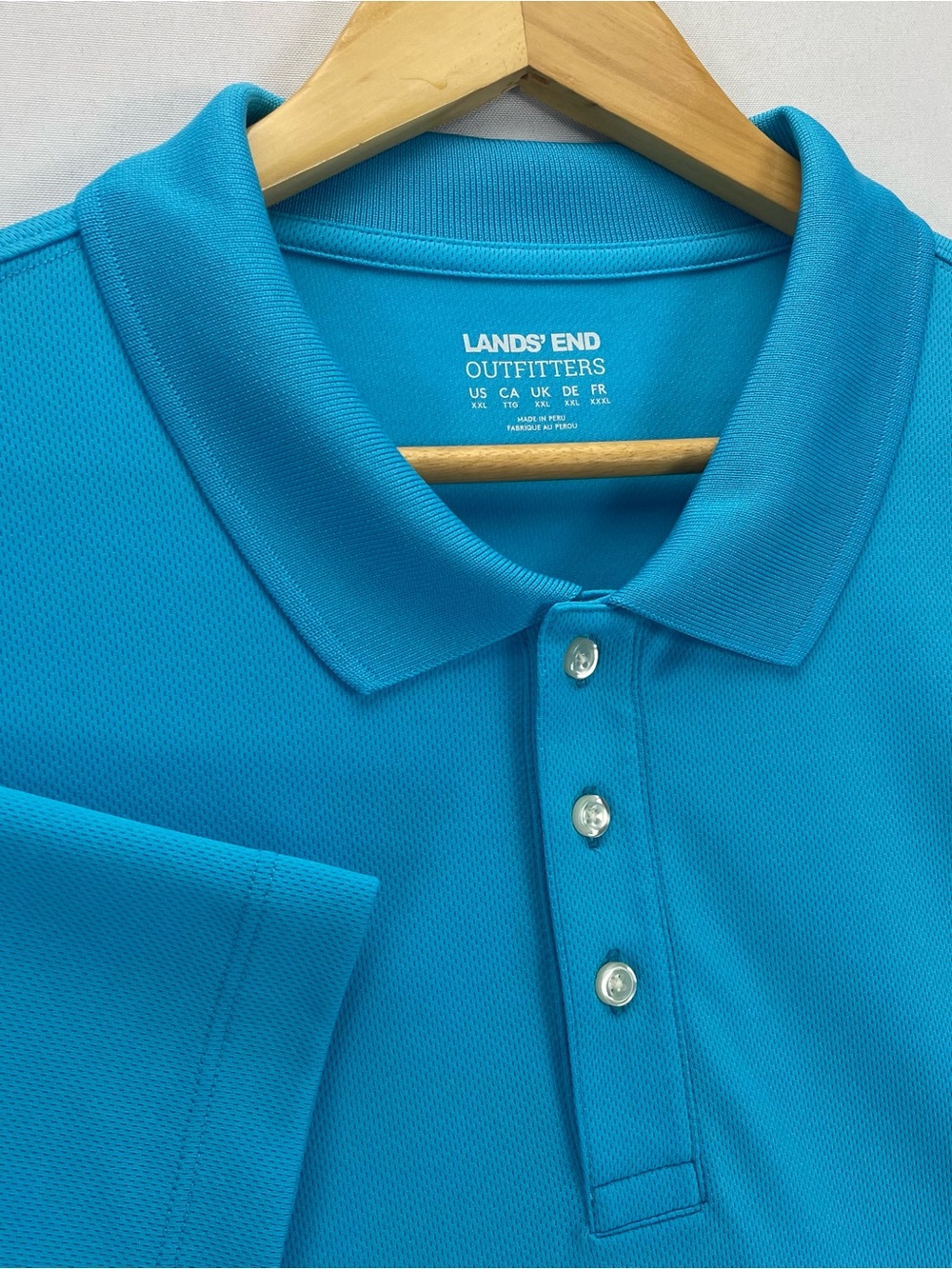 Lands End Performance Polo Shirt Men’s XXL Blue Lightweight Golf Standard Fit